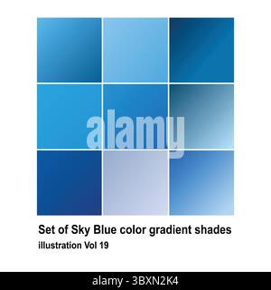 Ensemble de nuances de dégradé de couleur Sky-Blue illustration vol 19 Illustration de Vecteur