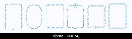 Ensemble de cadres vectoriels élégants de style grec avec des motifs décoratifs linéaires. Inspirés par l'architecture classique et les motifs anciens, ces minimalistes Illustration de Vecteur