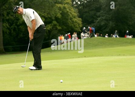 5 septembre 2008 - St Louis, MO, USA - Padraig Harrington pivote sur le premier trou lors de la première manche du tournoi de golf BMW Championship PGA au Bellerive Country Club à Louis, Mo., le 5 septembre 2008. (Crédit image : © Laurie Skrivan/St Louis Post-Dispatch via ZUMA Press Wire) Banque D'Images