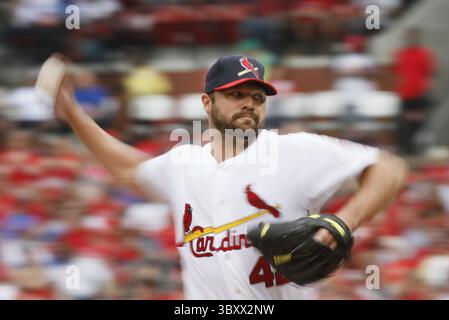 April 15, 2012 - St Louis, MO, USA - a mis en place Louis Cardinals starter Jake Westbrook pitches Against the Chicago Cubs in nouveau Louis, Missouri, dimanche 15 avril 2012. (Crédit image : © Chris Lee/St Louis Post-Dispatch via ZUMA Press Wire) Banque D'Images