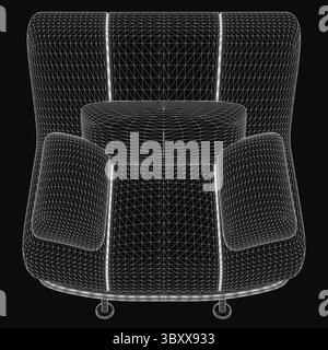 Fauteuil moderne avec un dossier incurvé et élégant et des accoudoirs, rembourré en tissu neutre et doté de quatre pieds robustes. Le coussin confortable ajoute un c Illustration de Vecteur