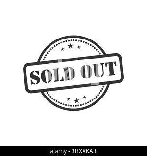 Icône d'étiquette de badge de timbre noir épuisé Illustration de Vecteur