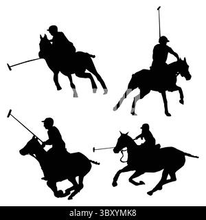 silhouette ensemble de joueur de polo d Illustration de Vecteur