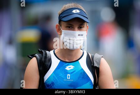 12 janvier 2022, SYDNEY, AUSTRALIE : Elise Mertens de Belgique en action lors de la deuxième manche du tournoi de tennis WTA 500 Sydney Tennis Classic 2022 contre Daria Kasatkina de Russie (crédit image : © Rob Prange/AFP7 via ZUMA Press Wire) Banque D'Images