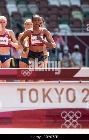01 août 2021 : Beatrice Chepkoech, du Kenya, participe aux manches du 3000 m Steeplechase féminin lors d'une compétition d'athlétisme au stade olympique de Tokyo, au Japon. Daniel Lea/CSM}(image de crédit : &copy ; Daniel Lea/CSM via ZUMA Wire) Banque D'Images