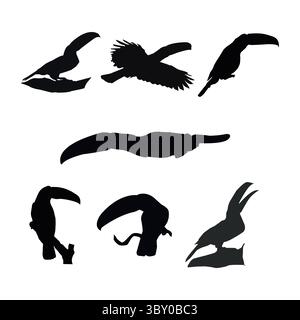 Toco Toucan Love Birds formes avec illustration de fond blanc Illustration de Vecteur