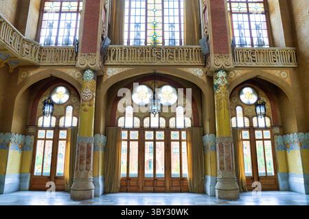Intérieur, Recinto Modernista de Sant Pau, Art Nouveau, par Lluís Domènech i Montaner, Hôpital de la Santa Creu i Sant Pau, Patrimoine mondial de l'UNESCO, B Banque D'Images