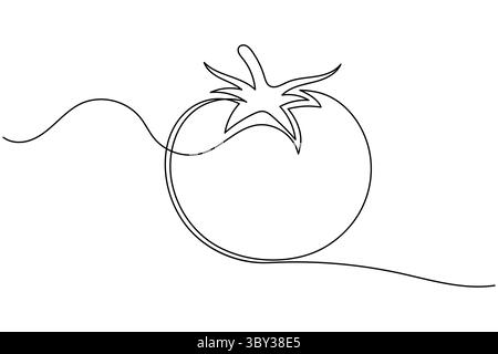 Tomate simple ligne dessin d'art de style minimal illustration vectorielle isolée de légumes frais Illustration de Vecteur
