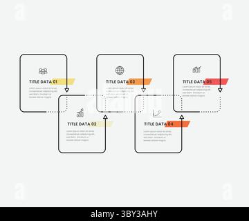 processus métier à 5 sections pour infographie de visualisation de données Illustration de Vecteur