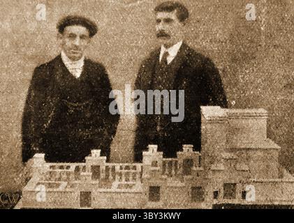 Une image de presse de 1915 d'une maquette à l'échelle og Temple d'Hérode faite par 2 membres du C E M S et montrée à Consett, Royaume-Uni --------------------------- תמונה לעיתונות משנת 1915 של דגם מוקטן של מקדש הורדוס, שנבנה על ידי שני חברים ב-CEMS והוצג בקונסט, בריטניה. Banque D'Images