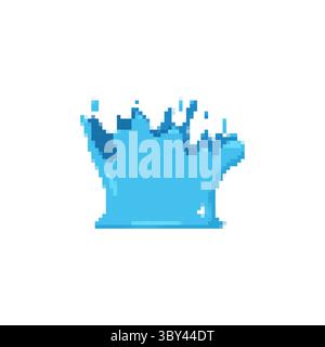 Icône d'éclaboussure bleu mosaïque pixel art avec style rétro et éléments de conception expressifs vifs Illustration de Vecteur