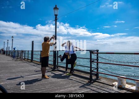 Southend Pier, la plus longue jetée de plaisance du monde Banque D'Images
