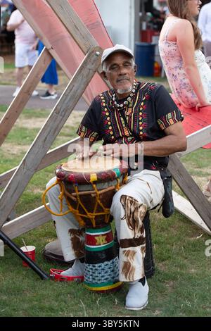 Windsor, Berkshire, Royaume-Uni. 14 juillet 2025. Interprète lors de la soirée Rum and Reggae du lundi soir au Royal Windsor Racecourse à Windsor, Berkshire. Crédit : Maureen McLean/Alamy Banque D'Images
