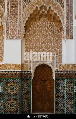 Maroc, Marrakech, Madrasa Ben Youssef, école islamique, Banque D'Images