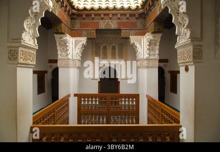 Maroc, Marrakech, Madrasa Ben Youssef, école islamique, Banque D'Images