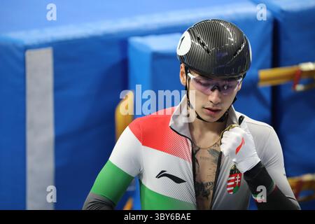 11 février 2022, Pékin, Hebei, Chine : LIU Shaoang de Hongrie en Heat 7 du 500m de patinage de vitesse sur courte piste masculin au stade Capital Indoor le 11 février 2022 à Pékin, Chine (crédit image : © Mickael Chavet/ZUMA Press Wire) Banque D'Images