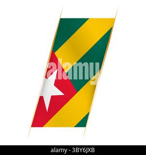 Drapeau du Togo sous la forme d'une bannière avec effet ondulant et ombre. Conception vectorielle moderne. Illustration de Vecteur