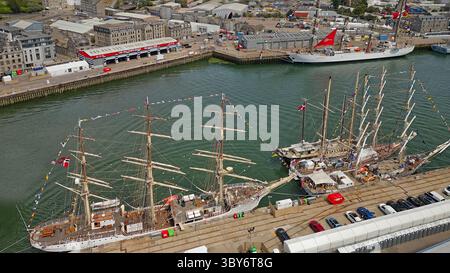 Grands voiliers Aberdeen Harbour Scotland Blaikies Quay Sørlandet héritage norvégien grand voilier rare navire entièrement gréé juillet 2025 Banque D'Images