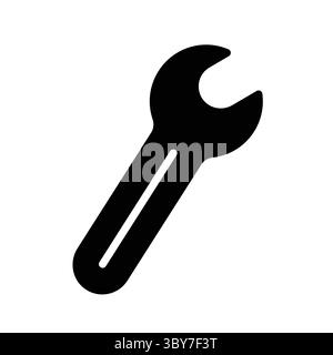 Une icône de clé noire élégante symbolisant les outils et les travaux de réparation. Parfait pour illustrer les services de mécanicien, les projets de matériel et les tâches de maintenance. Illustration de Vecteur