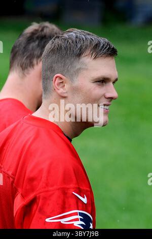 29 janvier 2022 : plusieurs sources rapportent que Tom Brady, sept fois champion du Super Bowl, annoncera sa retraite de la NFL. Eric Canha/CSM..le quarterback Tom Brady (12 ans) des Patriots de la Nouvelle-Angleterre a organisé des activités d'équipe au stade Gillette à Foxborough, Massachusetts. Eric Canha/CSM(image de crédit : &copy ; Eric Canha/CSM via ZUMA Wire) Banque D'Images
