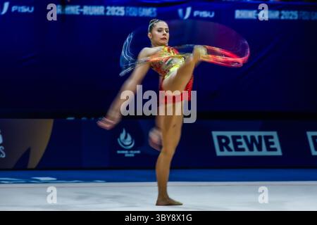 Fanni Pigniczki (Hongrie) à la finale de l'appareil ; Rhin-Ruhr 2025 Jeux universitaires mondiaux d'été de la FISU à 19.07.2025 dans la Messe Halle 4 à Essen (Allemagne). Banque D'Images