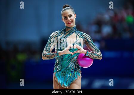 Fanni Pigniczki (Hongrie) à la finale de l'appareil ; Rhin-Ruhr 2025 Jeux universitaires mondiaux d'été de la FISU à 19.07.2025 dans la Messe Halle 4 à Essen (Allemagne). Banque D'Images