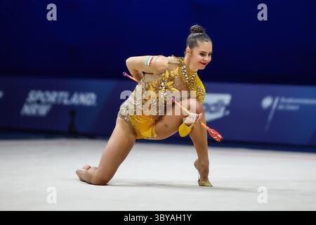 Fanni Pigniczki (Hongrie) à la finale de l'appareil ; Rhin-Ruhr 2025 Jeux universitaires mondiaux d'été de la FISU à 19.07.2025 dans la Messe Halle 4 à Essen (Allemagne). Banque D'Images