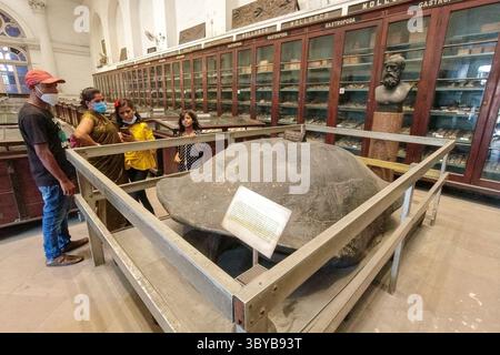17 août 2021, Kolkata, Bengale occidental, Inde : une famille regarde un artefact à l'intérieur du Musée de l'Inde à Kolkata, Inde, le 17 août 2021, alors que les sites touristiques et les destinations ont été autorisés à ouvrir à partir d'aujourd'hui, alors que le confinement a été retiré par le gouvernement du Bengale occidental (crédit image : © Debarchan Chatterjee/ZUMA Press Wire) Banque D'Images