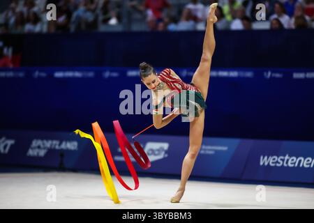 Fanni Pigniczki (Hongrie) à la finale de l'appareil ; Rhin-Ruhr 2025 Jeux universitaires mondiaux d'été de la FISU à 19.07.2025 dans la Messe Halle 4 à Essen (Allemagne). Banque D'Images
