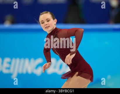 Pékin, Chine, Jeux olympiques d'hiver de 2022, 17 février 2022 : Mariah Bell des États-Unis pendant le patinage artistique au Capital Indoor Stadium. Kim Price/CSM.(image crédit : © Ulrik Pedersen/CSM via ZUMA Press Wire) Banque D'Images