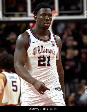 17 février 2022, Piscataway, New Jersey, États-Unis : Illinois Fighting Illini Center Kofi Cockburn (21 ans) lors d'une action de basket Big Ten entre les Illinois Fighting Illini et les Rutgers Scarlet Knights à Jersey Mikes Arena à Piscataway, New Jersey, le mercredi 16 février 2022. Rutgers bouleverse #12 Illinois 70-59. Duncan Williams/CSM(crédit image : Banque D'Images