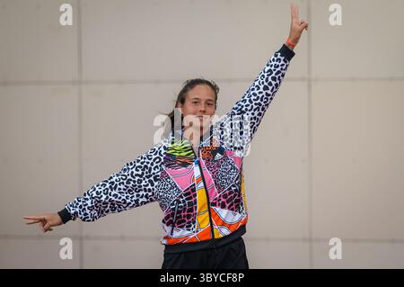 23 février 2022, DOHA, QATAR : la russe Daria Kasatkina avant la troisième manche du tournoi de tennis Qatar TotalEnergies Open 2022 WTA 1000 2022 (crédit image : © Rob Prange/AFP7 via ZUMA Press Wire) Banque D'Images