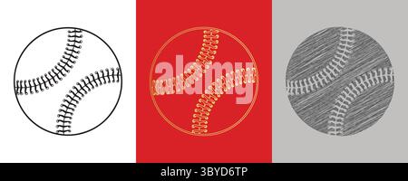 Balle de baseball Noir, Or, esquisse illustration vectorielle abstraction image modifiable Illustration de Vecteur