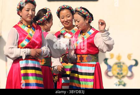 15 mars 2009, PÉKIN, CHINE : artistes chinois, en location, travail à une réplique d'un temple d'autel à Lhassa, Tibet qui représente une partie des 56 groupes ethniques présentés par les Chinois Han au Musée des nationalités chinoises, ou Parc culturel ethnique chinois de Pékin, 15 mars 2009. La Chine a accusé le Congrès américain la semaine dernière de nuire aux relations et de s'ingérer dans les affaires intérieures de la Chine en adoptant une résolution reconnaissant le sort du peuple tibétain et de son chef spirituel en exil, le Dalaï Lama. (Crédit image : © Stephen Shaver/ZUMA Press Wire) Banque D'Images