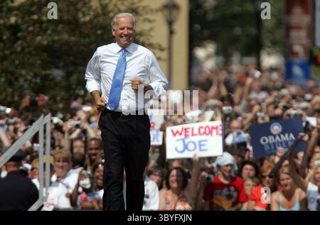 23 août 2008 - Sen. Joe Biden (d-Del.) Sur scène à l'Old State Capital à Springfield, Illinois, le samedi 23 août 2008. Le candidat démocrate à la présidence Sen. Barack Obama a choisi Biden comme vice-président. ) (Crédit image : © Andre J. Jackson/Detroit Free Press via ZUMA Press Wire) Banque D'Images