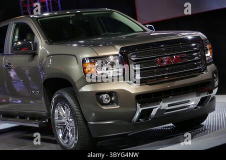 12 janvier 2014 - Detroit, MICH, États-Unis - le tout nouveau Canyon 2015 de GMC a été présenté lors d'un événement au Russell Industrial Center de Detroit, le 12 janvier 2014. (Crédit image : © Romain Blanquart/Detroit Free Press via ZUMA Press Wire) Banque D'Images