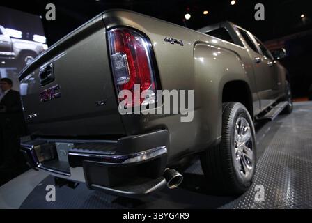 12 janvier 2014 - Detroit, MICH, États-Unis - le tout nouveau Canyon 2015 de GMC a été présenté lors d'un événement au Russell Industrial Center de Detroit, le 12 janvier 2014. (Crédit image : © Romain Blanquart/Detroit Free Press via ZUMA Press Wire) Banque D'Images