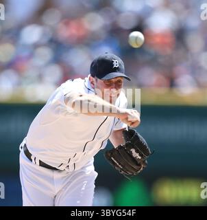 10 mai 2014 - Detroit, mi, États-Unis - Max Scherzer, lanceur des Tigers de Detroit, affronte les Twins du Minnesota en quatrième manche au Comerica Park à Detroit, le samedi 10 mai 2014. Les Tigers ont battu les Twins, 9-3. (Crédit image : © Kirthmon F. Dozier/Detroit Free Press via ZUMA Press Wire) Banque D'Images