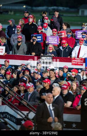 10 septembre 2020, Freeland, mi, États-Unis : le président Donald Trump parle à ses partisans lors d'un rassemblement à l'aéroport international MBS le jeudi 10 septembre 2020 à Freeland, Michigan. (Crédit image : © Mandi Wright/Detroit Free Press via ZUMA Press Wire) Banque D'Images