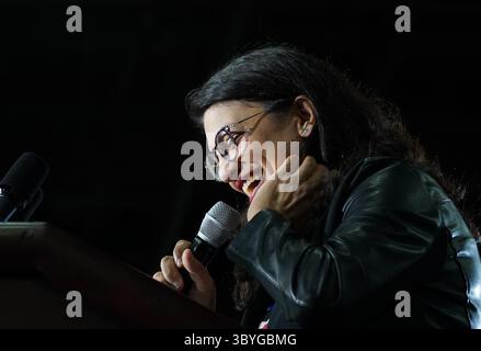 23 mars 2021, États-Unis : le repaire américain Rashida Tlaib prend la parole lors d'un rassemblement de campagne Bernie Sanders au TCF Center dans le centre-ville de Détroit le vendredi 6 mars 2020. (Crédit image : © Ryan Garza/Detroit Free Press via ZUMA Press Wire) Banque D'Images