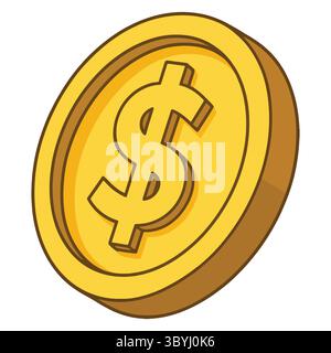 Illustration de pièce de monnaie en dollars 3D – symbole d'argent en or représentant l'investissement, la richesse financière, le profit des entreprises, les services bancaires en ligne, l'économie et la gestion de trésorerie Illustration de Vecteur