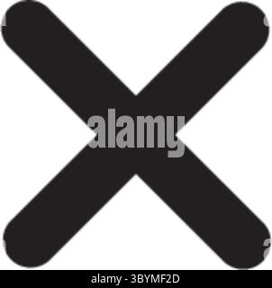 Une lettre majuscule noire épaisse X en gras est centrée sur un fond blanc propre. Les lignes sont légèrement arrondies. Illustration de Vecteur