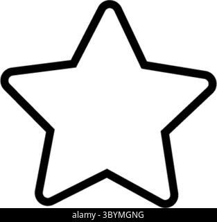 Un contour noir et blanc dessiné à la main d'une étoile classique à cinq branches avec une apparence légèrement texturée et esquissée. Illustration de Vecteur