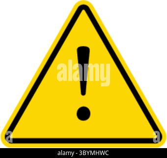Symbole universel de prudence et d'alerte, ce graphique présente un triangle jaune vif avec une bordure noire épaisse et une exclamation noire proéminente ma Illustration de Vecteur