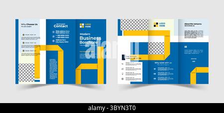 Modèle de brochure à trois volets modifiable pour les entreprises. Conception vectorielle de brochure triple créative et professionnelle Illustration de Vecteur