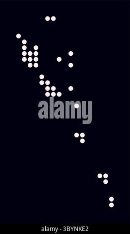 Carte en pointillés de Vanuatu. Carte de style numérique du pays sur un fond sombre. Forme Vanuatu avec des points circulaires. Style de points colorés. Cercles de grande taille. Illustration de Vecteur