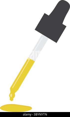 Dropper liquide jaune isolé sur fond blanc Illustration de Vecteur
