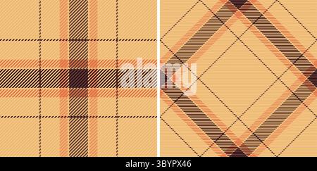 Deux motifs élégants à carreaux dans des tons automnaux chauds. Parfait pour la mode d'automne, la décoration d'intérieur, ou les arrière-plans de site Web. Illustration de Vecteur