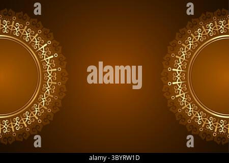 Modèle de luxe, mandalas dorés décoratifs, cadre de bordure ronde pour la conception avec ornement floral, invitations, livres, pour les textiles, gravure Illustration de Vecteur