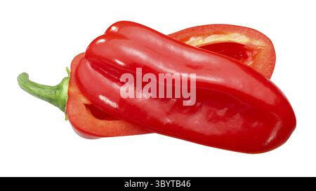 Zavory piment Habanero (Capsicum chinense), fruits mûrs split pod Banque D'Images